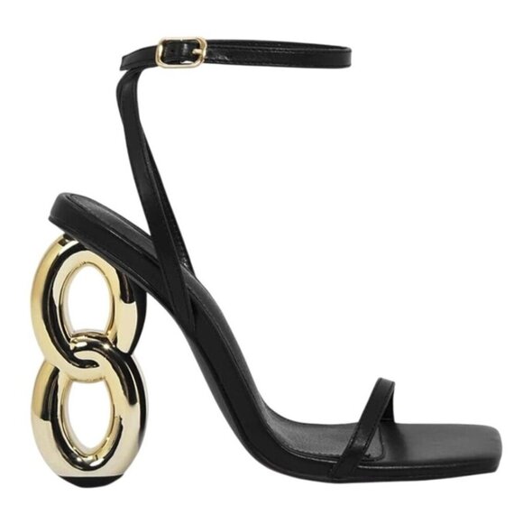 LILIANA / Duet-2 / Black / Patent Leather /  Heeled / Sandals /  With Unique - Picture 1 of 7
